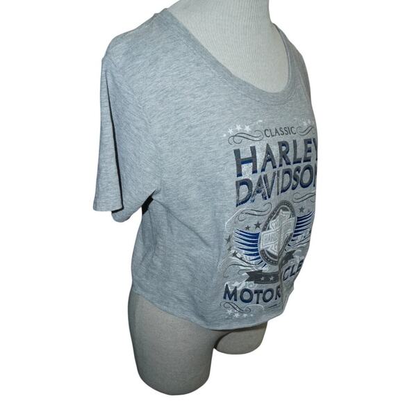 Harley Davidson Cropped Cut T-Shirt Black Short Sleeve Women’s Small/Medium - Picture 3 of 8